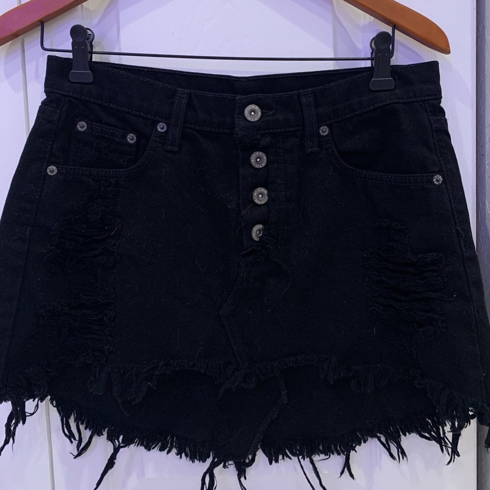 LF black ripped skirt